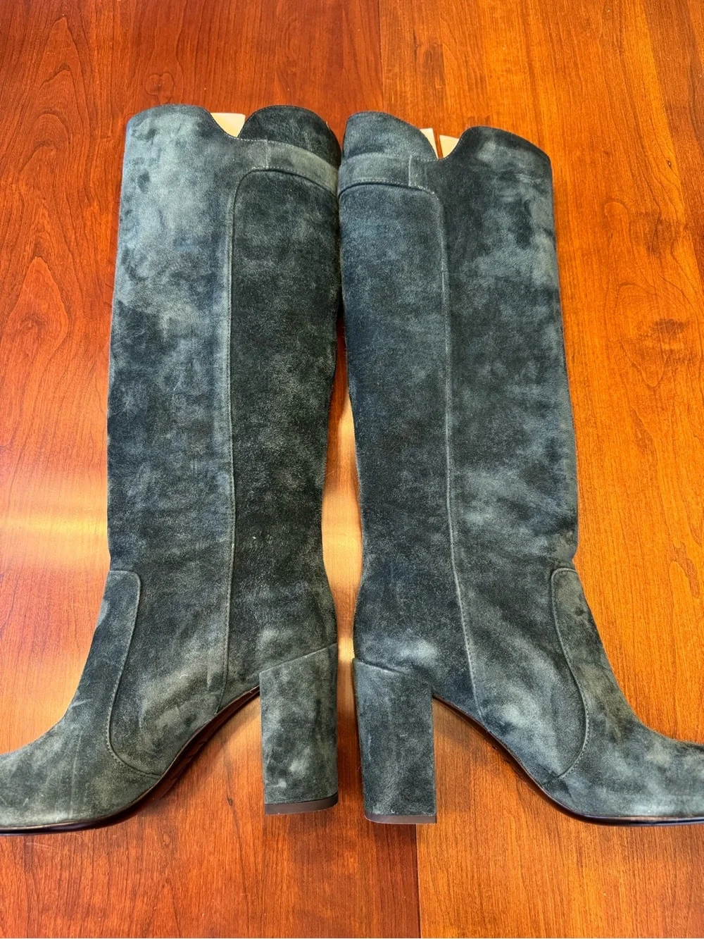 ROGER VIVIER Women's Knee-High Suede Block Heel Boots - Teal Green